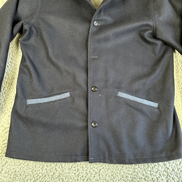 Woolrich Hunting Coat Men's Large Navy Chore Button Up Lined Made In USA Read - Picture 4 of 11